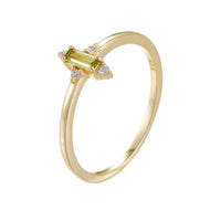Olive Green Baguette Cubic Zirconia Ring