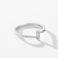 Round Crystal Lines Adjustable 925 Sterling Silver Ring