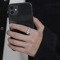 Men's Geometry Vertical Stripes 925 Sterling Silver Adjustable Ring