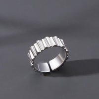 Men's Geometry Vertical Stripes 925 Sterling Silver Adjustable Ring