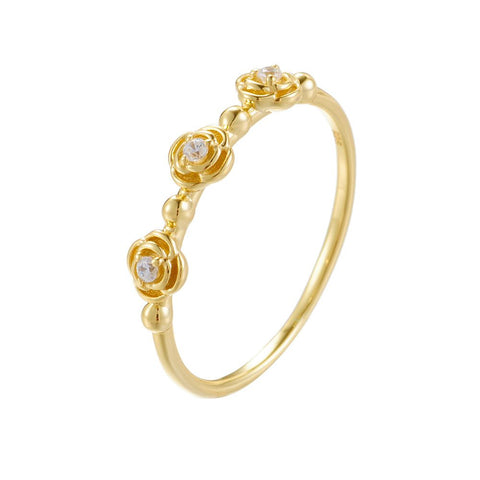 Rose Flower CZ 925 Sterling Silver Ring