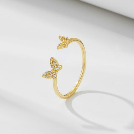 Holiday Butterfly CZ Adjustable Ring