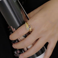 Twisted Waterdrop Cubic Zirconia Adjustable Ring