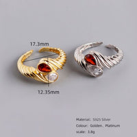 Twisted Waterdrop Cubic Zirconia Adjustable Ring