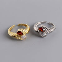 Twisted Waterdrop Cubic Zirconia Adjustable Ring