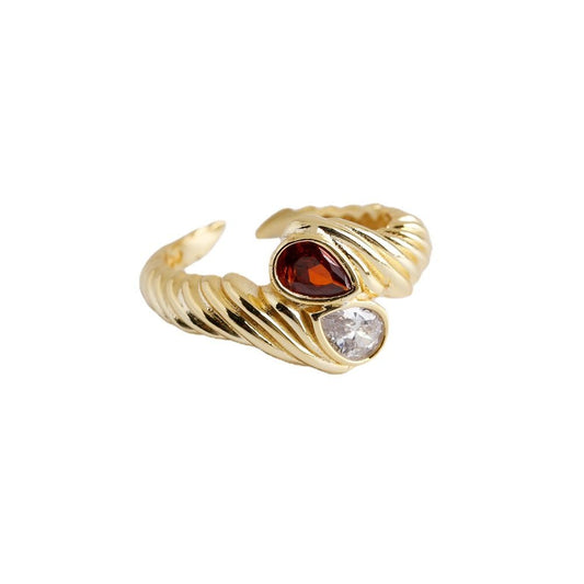 Twisted Waterdrop Cubic Zirconia Adjustable Ring