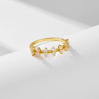 Crystal Leaves 925 Sterling Silver Ring