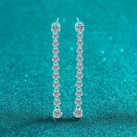 Long Tassel Moissanite Drop Earrings in 925 Sterling Silver