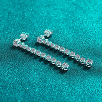 Long Tassel Moissanite Drop Earrings in 925 Sterling Silver