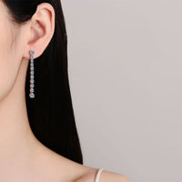 Long Tassel Moissanite Drop Earrings in 925 Sterling Silver