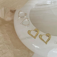 Hollow Irregular Heart Hoop Earrings, 925 Sterling Silver