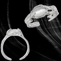 Oval Created Cat's Eye Sterling Silver Adjustable Ring