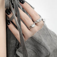 Oval Created Cat's Eye Sterling Silver Adjustable Ring