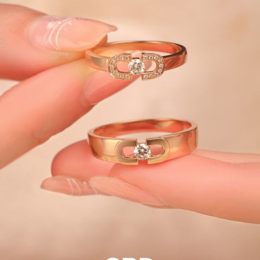 Chic Rose Gold Moissanite Couple Engagement Rings