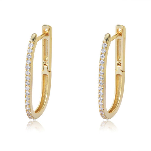 Friend's Letter U Shape 925 Sterling Silver Hoop Earrings