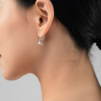 Double Crystal Star 925 Sterling Silver Hoop Earrings