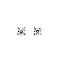 Four Claw Round Crystal Screw Flat Ear Earring (Single)