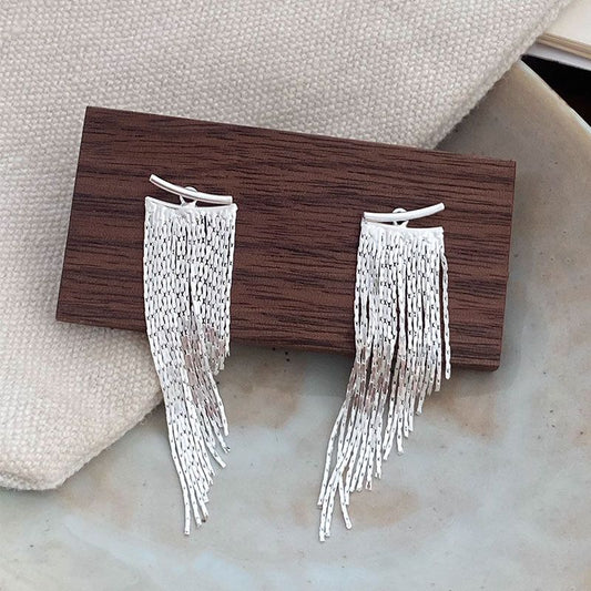 Chain Tassel 925 Sterling Silver Dangling Earrings