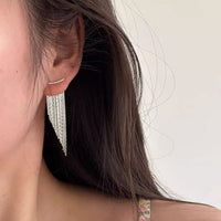 Chain Tassel 925 Sterling Silver Dangling Earrings