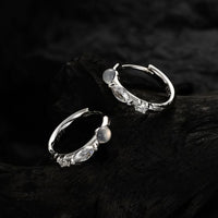 White Agate Oval Eye Hoop Earring (Single)