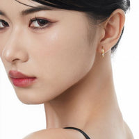 White Agate Oval Eye Hoop Earring (Single)