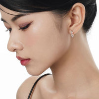 White Agate Oval Eye Hoop Earring (Single)
