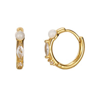 White Agate Oval Eye Hoop Earring (Single)