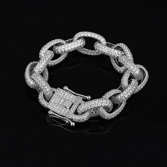 Men's Oval Chain 925 Sterling Silver Bracelet