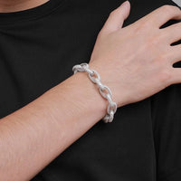 Men's Oval Chain 925 Sterling Silver Bracelet