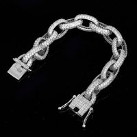 Men's Oval Chain 925 Sterling Silver Bracelet