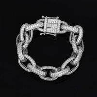 Men's Oval Chain 925 Sterling Silver Bracelet
