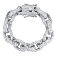 Men's Oval Chain 925 Sterling Silver Bracelet