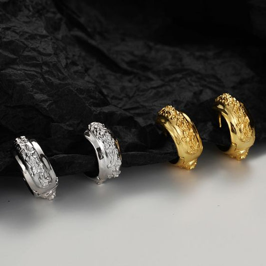 Irregular Surface 925 Sterling Silver Hoop Earrings