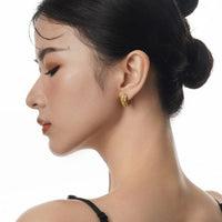 Irregular Surface 925 Sterling Silver Hoop Earrings