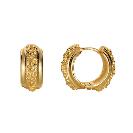 Irregular Surface 925 Sterling Silver Hoop Earrings