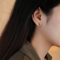Irregular Lavas Girl Heart Sterling Silver Stud Earrings