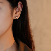 Irregular Lavas Girl Heart Sterling Silver Stud Earrings