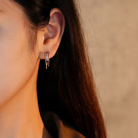 Red Baguette Crystal Drop 925 Sterling Silver Stud Earrings