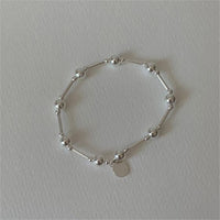 Simple Geometry Large and Small Bead Bracelet, 925 Sterling Silver