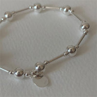 Simple Geometry Large and Small Bead Bracelet, 925 Sterling Silver