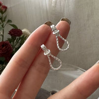 Geometric Knot Rope Drop Earrings in 925 Sterling Silver