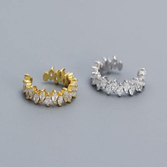 Oval CZ 925 Sterling Silver Non-Pierced Earring (Single)