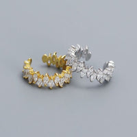 Oval Crystal 925 Sterling Silver Non-Pierced Earring (Single)