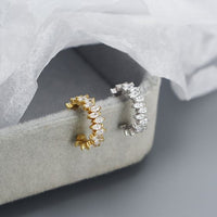 Oval Crystal 925 Sterling Silver Non-Pierced Earring (Single)