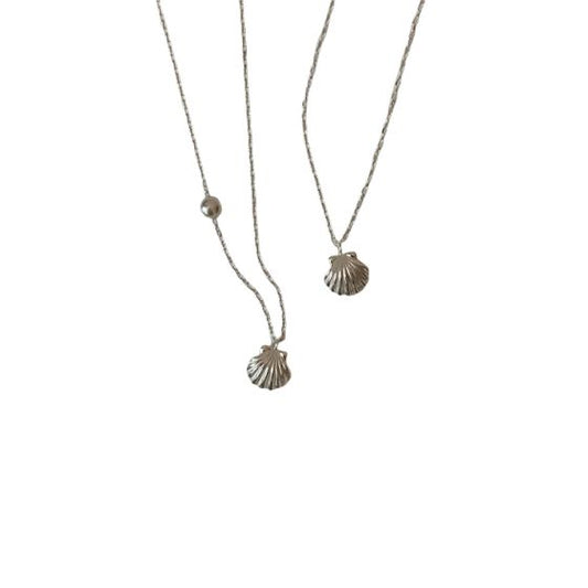 Shell Pendant Necklace with Freshwater Pearl in 925 Sterling Silver