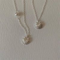 Shell Pendant Necklace with Freshwater Pearl in 925 Sterling Silver