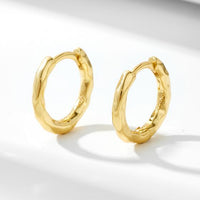 Mini Irregular Round 925 Sterling Silver Hoop Earrings