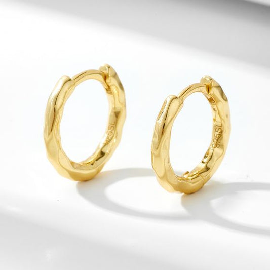 Mini Irregular Round 925 Sterling Silver Hoop Earrings