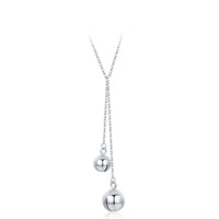 Adjustable Drop Round Bells 925 Sterling Silver Necklace