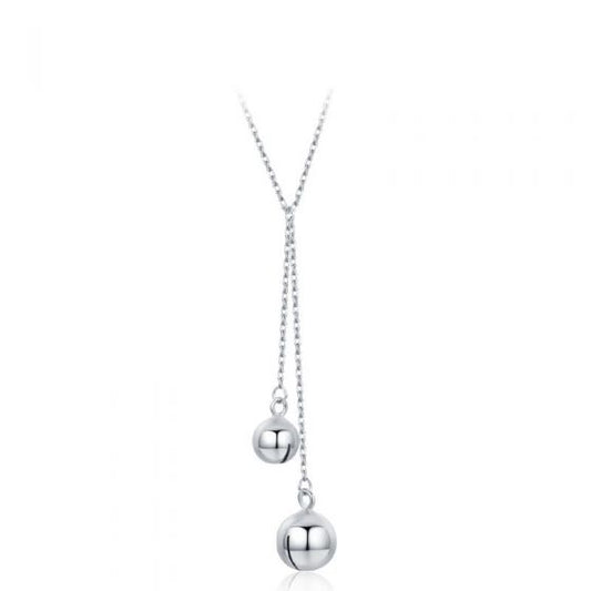 Adjustable Drop Round Bells 925 Sterling Silver Necklace